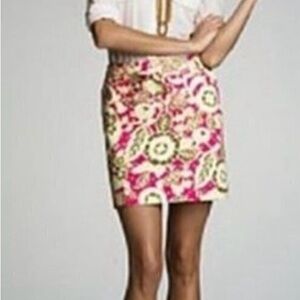 J. Crew Vibrant Pink and Black Floral Mini Skirt